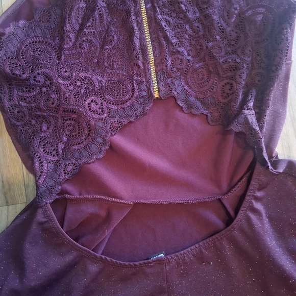 Purple Sparkle Glitter Shimmer Dress Fairycore Med Lace Cut Out Fairy Grunge - Picture 5 of 8